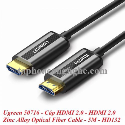 Ugreen 50716 5M màu Đen Cáp tín hiệu HDMI chuẩn 2.0 sợi quang cao cấp HD132 30050716